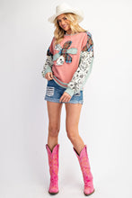 Load image into Gallery viewer, Easel Soft Washed Mix N Match Fabric Flower Patch Top in Dusty Rose