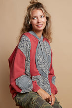 Load image into Gallery viewer, POL Peace Patched Hooded Top in Cherry Wood