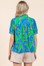 Load image into Gallery viewer, Mittoshop Leaf Print Babydoll Top in Azure Combo FINAL SALE