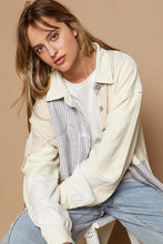 Load image into Gallery viewer, POL OVERSIZED Contrasting Print Twill Jacket in Stripe/Cream