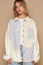 Load image into Gallery viewer, POL OVERSIZED Contrasting Print Twill Jacket in Stripe/Cream