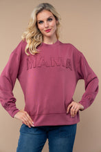Load image into Gallery viewer, White Birch Solid Color "MAMA" Patched Pullover Top in Mauve