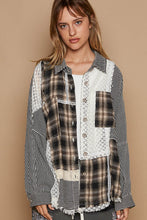 Load image into Gallery viewer, POL Twill Top with Contrasting Crochet Details in Black Stripe