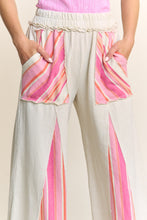 Load image into Gallery viewer, J.Her Mineral Washed Striped Detailed Flare Pants in Taupe