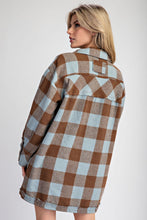 Load image into Gallery viewer, ee:some Checkered Print Shacket in Ice Coffee
