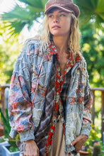Load image into Gallery viewer, POL Vintage Washed Jacket with Mixed Patches in Denim Floral Multi