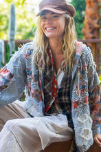 Load image into Gallery viewer, POL Vintage Washed Jacket with Mixed Patches in Denim Floral Multi