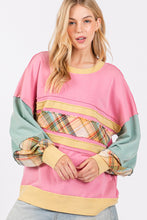 Load image into Gallery viewer, Sage+Fig Color Block Mixed Print Top in Barbie Pink