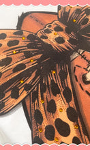 Load image into Gallery viewer, Sugar Stitch Cheetah Bow Football Sweatshirt with Rhinestones in White