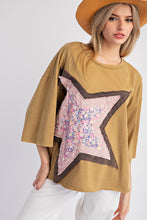 Load image into Gallery viewer, Easel Cotton Jersey Top with Large Front Star Patch in Martini Olive