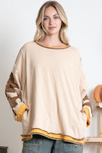 Load image into Gallery viewer, BlueVelvet Oversized Star Patched Top in Khaki