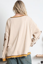 Load image into Gallery viewer, BlueVelvet Oversized Star Patched Top in Khaki