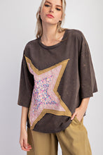 Load image into Gallery viewer, Easel Cotton Jersey Top with Large Front Star Patch in Ash