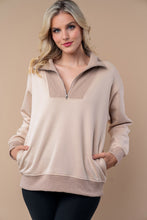 Load image into Gallery viewer, White Birch Half Zip Front Pullover Top in Sand