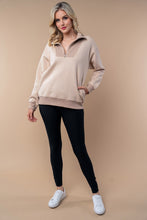 Load image into Gallery viewer, White Birch Half Zip Front Pullover Top in Sand