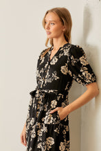 Load image into Gallery viewer, Polagram Two Toned Floral Print Maxi Dress in Black Multi