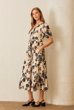 Load image into Gallery viewer, Polagram Two Toned Floral Print Maxi Dress in Cream Multi