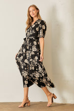 Load image into Gallery viewer, Polagram Two Toned Floral Print Maxi Dress in Black Multi