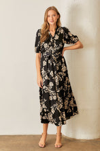 Load image into Gallery viewer, Polagram Two Toned Floral Print Maxi Dress in Black Multi