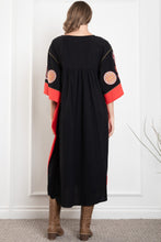 Load image into Gallery viewer, BlueVelvet Floral Embroidery Maxi Dress in Black-Red