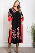 Load image into Gallery viewer, BlueVelvet Floral Embroidery Maxi Dress in Black-Red