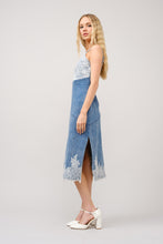Load image into Gallery viewer, Blue B Denim and Lace Cami Top Midi Dress in Denim White