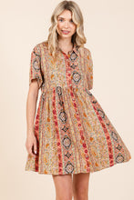 Load image into Gallery viewer, Mittoshop Boho Paisley Striped Print Mini Dress in Rust Multi
