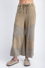 Load image into Gallery viewer, Easel Mixed Thermal Knit and Terry Knit Pants in Faded Olive