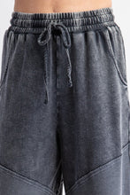 Load image into Gallery viewer, Easel Mixed Thermal Knit and Terry Knit Pants in Black