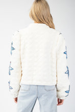 Load image into Gallery viewer, ee:some Quilted CROPPED Jacket with Flower Stitching in Ivory