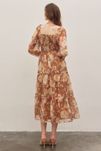 Load image into Gallery viewer, In February Floral Print Midi Dress in Brown Multi