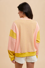 Load image into Gallery viewer, AnnieWear Checkerboard and Color Block Sweatshirt in Blush/Mustard
