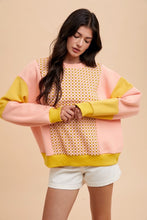 Load image into Gallery viewer, AnnieWear Checkerboard and Color Block Sweatshirt in Blush/Mustard