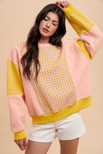 Load image into Gallery viewer, AnnieWear Checkerboard and Color Block Sweatshirt in Blush/Mustard