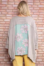 Load image into Gallery viewer, BlueVelvet Color Block Panel Top with Flower Patches in Mushroom