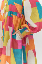 Load image into Gallery viewer, Jodifl Multi Colored Abstract Print Baby Doll Dress in Multi