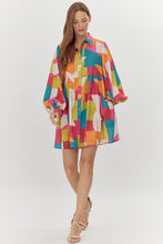 Load image into Gallery viewer, Jodifl Multi Colored Abstract Print Baby Doll Dress in Multi