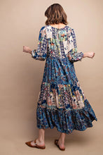 Load image into Gallery viewer, GiGio Mixed Print Midi Dress in Midnight