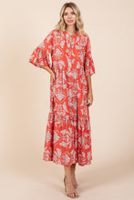 Load image into Gallery viewer, Mittoshop Abstract Leaf Print Maxi Dress in Coral