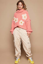 Load image into Gallery viewer, POL Berber Knit Sweater with Flower Print in Coral