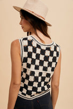 Load image into Gallery viewer, AnnieWear Crochet Checker Board Vest in Black Combo