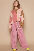 Load image into Gallery viewer, POL OVERSIZED Cut n Sewn Patched Top in Apricot Multi