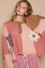 Load image into Gallery viewer, POL OVERSIZED Cut n Sewn Patched Top in Apricot Multi