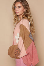 Load image into Gallery viewer, POL OVERSIZED Cut n Sewn Patched Top in Apricot Multi