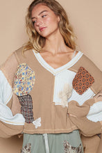 Load image into Gallery viewer, POL CROPPED & OVERSIZED Cut and Sewn Patch Top in Mocha Multi