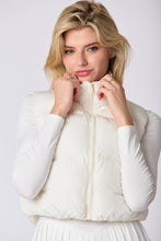 Load image into Gallery viewer, Peach Love Puffer Padded Vest With Satin Organza Bow in Whip Cream