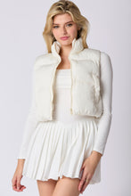 Load image into Gallery viewer, Peach Love Puffer Padded Vest With Satin Organza Bow in Whip Cream