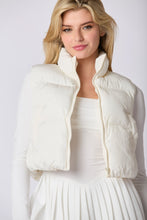 Load image into Gallery viewer, Peach Love Puffer Padded Vest With Satin Organza Bow in Whip Cream