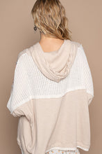 Load image into Gallery viewer, POL OVERSIZED Floral Peace Sign Patch Hooded Top in Almond