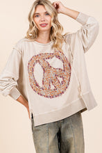 Load image into Gallery viewer, Mittoshop OVERSIZED Peace Sign Patch Sweatshirt in Latte